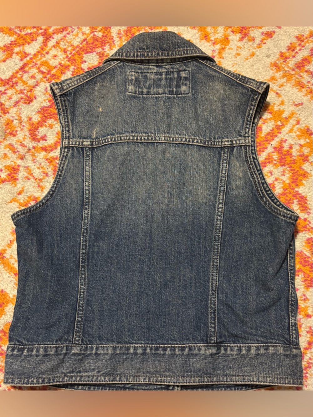 Express Distressed Dark Blue Denim Vest - Picture 6 of 10